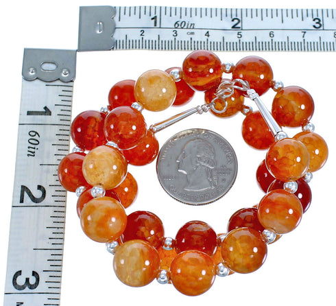 Authentic Sterling Silver Fire Agate Southwest Bead Necklace RX115246
